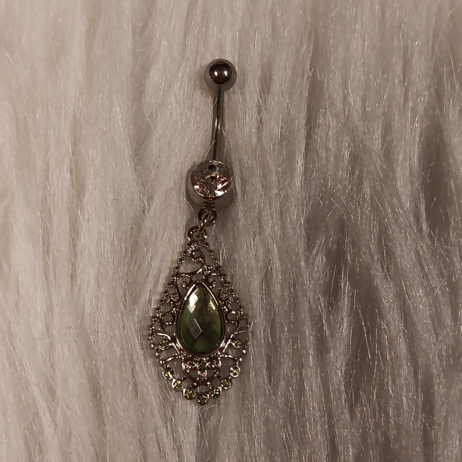 Green Dangle Belly Ring